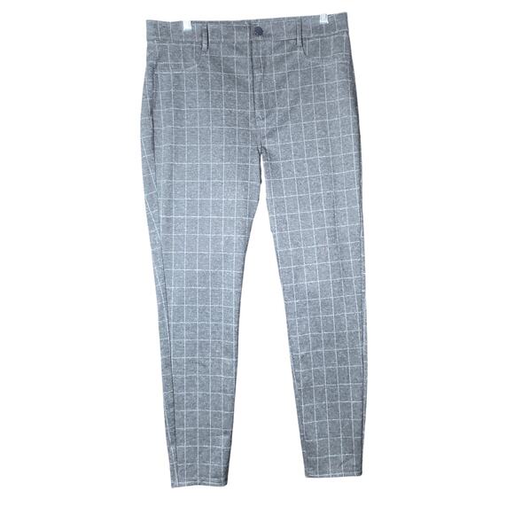 Loft Womens Pants Dark Gray Windowpane Curvy High Rise Straight Stretch 12 - Picture 1 of 11